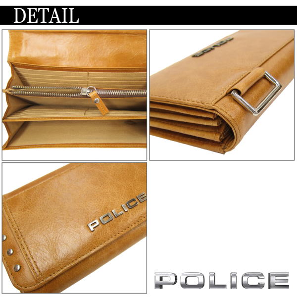 POLICE ポリス 長財布 牛革 Avoid スタッズ付き 折りたたみ 二つ折り  