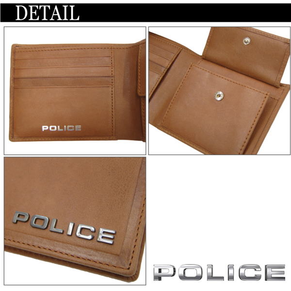 POLICE ポリス 二つ折り財布 牛革 EDGE 本革 2つ折り 折りたたみ