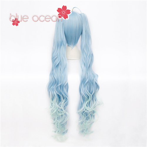 VOCALOID 初音ミク風ウィッグ カットセット済み VACALOID ボーカロイド 雪ミク SNOW MIKU 初音ミク アホ毛 風 コスプレ