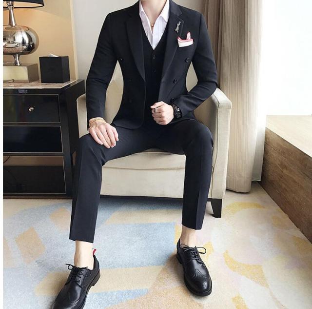 ハイエンド メンズファッション 3点セットアップ 結婚式 スリーピーススーツ ビジネス 披露宴 通勤 フォーマル ダブルスーツの通販はau Pay マーケット Sasakishop