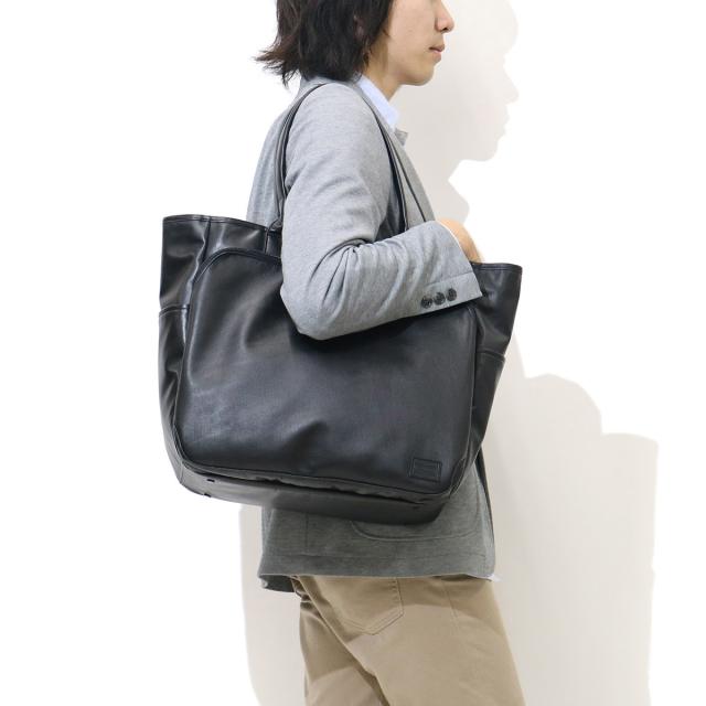ポーター タイム ブラック トートバッグ 146-16104 吉田カバン PORTER TIME BLACK バッグ 吉田かばん トート A4 レザー 本革 日本製 通勤 メンズ_2