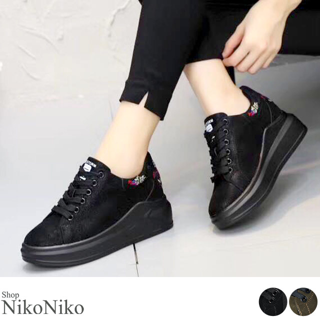 春新作 刺繍変形ソールスニーカー 即納 シューズ 靴 レディース スニーカー 刺繍の通販はau Pay マーケット ショップにこにこ