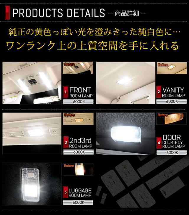 ヴェルファイア 20系/アルファード 20系 LEDルームランプ セット 車種専用設計【専用工具付】純白色 減光調整機能付き！の通販はau PAY  マーケット - ユアーズ | au PAY マーケット－通販サイト