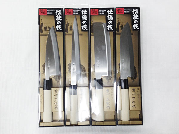 和包丁 関の包丁 濃州正宗作 ５種フルセット 白木（菜切/三徳/刺身/出刃/ペティーナイフ）_8