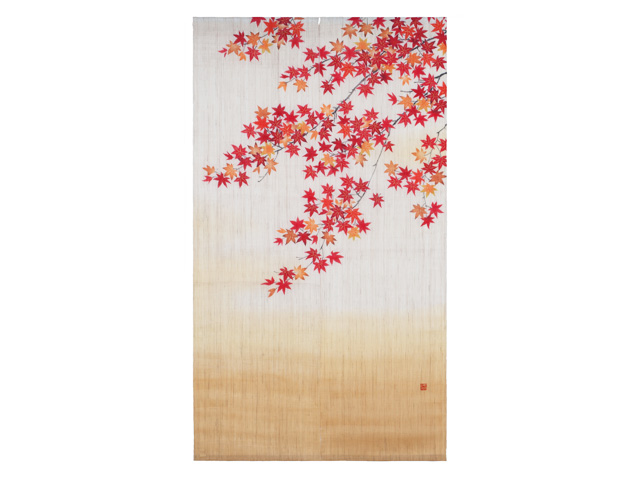 送料無料　のれん　『紅葉の宴』　暖簾　日本製　麻　もみじ　秋