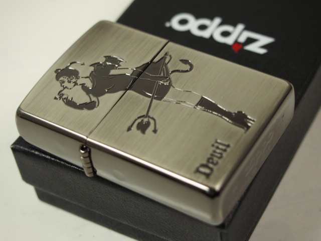 Zippo ウィンディーガール/デビル＆エンジェル・ニッケル・ブラック 銀 ...