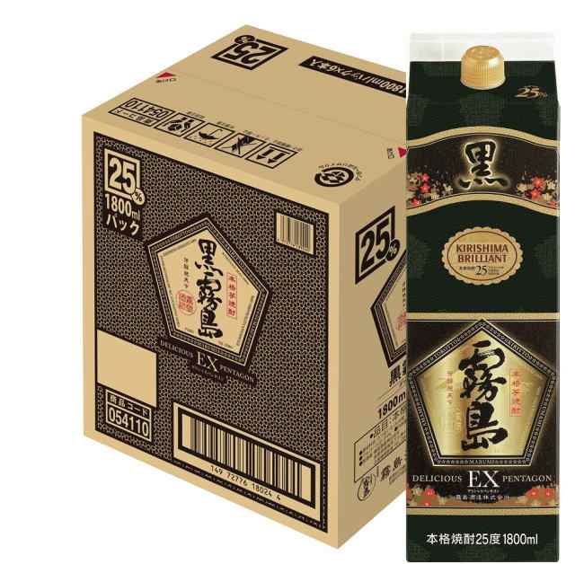 一流の品質 新品未開封 本格芋焼酎 黒霧島 25% 1800mlパック 6本セット