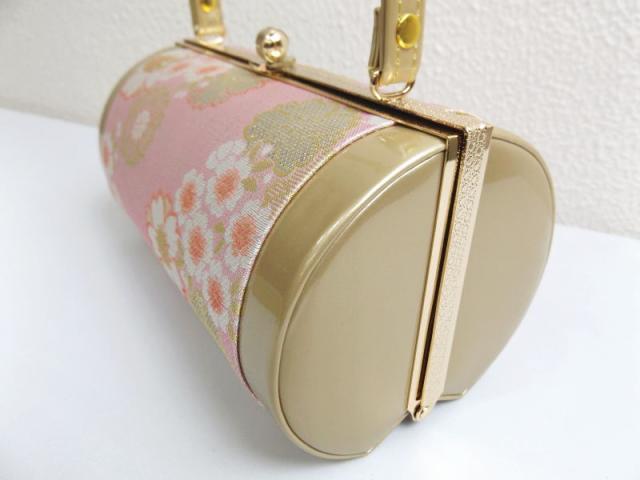 草履バッグセット 帯地 横丸型 薄ピンク色地桜八重桜 フリー 24cm 振袖