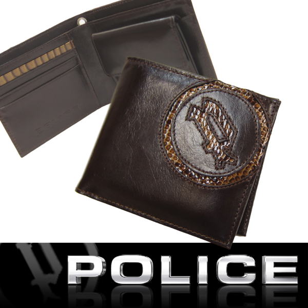 POLICE　ポリス イタリアンレザー　財布　二つ折り財布 メンズ POLICE ポリス 本革レザー 二つ折り財布　PA5502　ブラウン【送料無料】 母の日 プレゼント ギフトの通販は