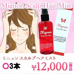 送料無料 頭皮 体臭 デオドラント Mignon　Scalp　Hair　Mist（ミニョン　スカルプ　ヘア　ミスト）3本セット 自分じゃ気付かない頭皮のニオイ  髪 ふけ 乾燥肌 頭 スカルプ フレグランス ニオイ 臭い