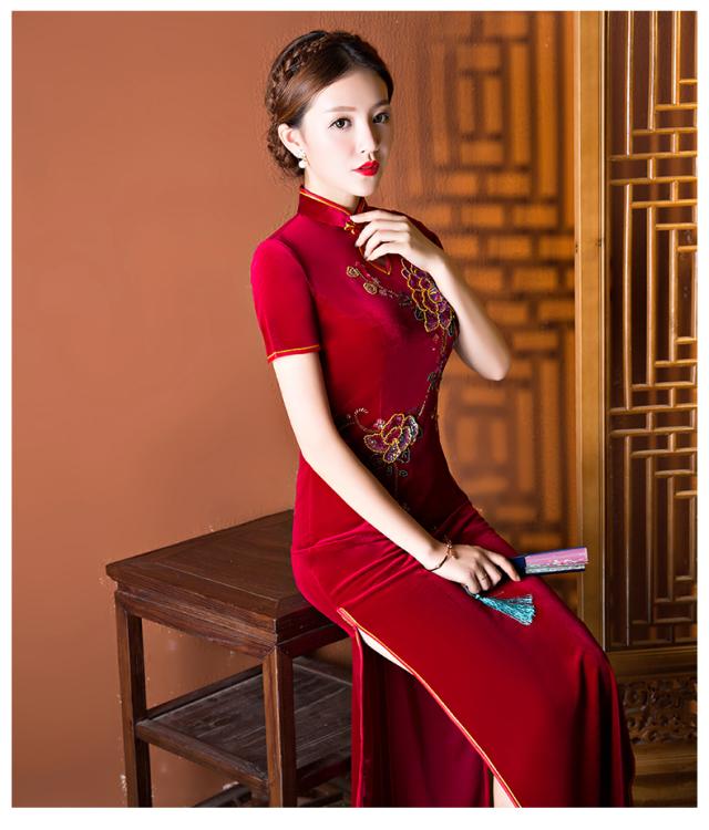 人気 ベロア チャイナドレス パーティドレス ロングドレス チャイナドレス ワンピ スリット 赤 宴会 二次会 発表会 舞台 撮影 D080の通販はau Pay マーケット Yy Shop