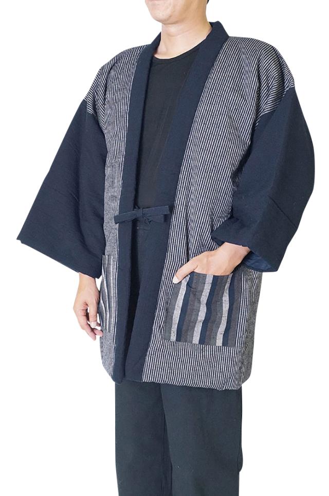 はんてん メンズ 日本製-綿入り 綿入り 半天　小縞946 はんてん メンズ 日本製-綿入り 綿入り 半天 小縞946