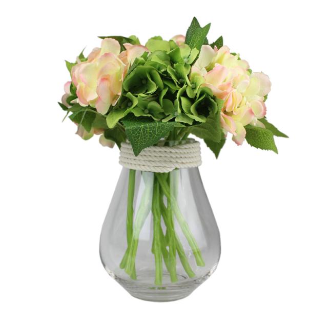 Miz アレンジ不要 手軽な造花インテリア花器セット オブジェ 円錐ガラス 麻紐 フラワーアレンジメント 造花 花束 10本セット アジサイ ピの通販はau Pay マーケット ミリタリーショップh T G