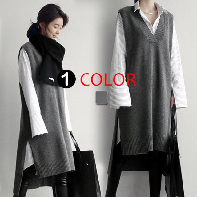 短納期 ニットベスト リブニット ロングニットベスト レディース ノースリーブ マキシワンピース 袖なし ニットワンピ キャミ 重ね着 秋の通販はau Pay マーケット 中天商事