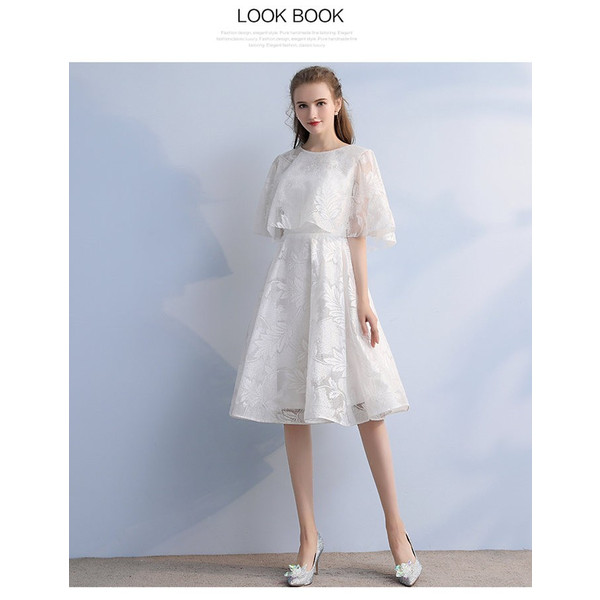 パーティードレス 袖あり 結婚式 ドレス 大人 ドレス ウェディングドレス ドレスパーティドレス お呼ばれドレス 白 ケープ風 可愛いの通販はau Pay マーケット フジモトショップ