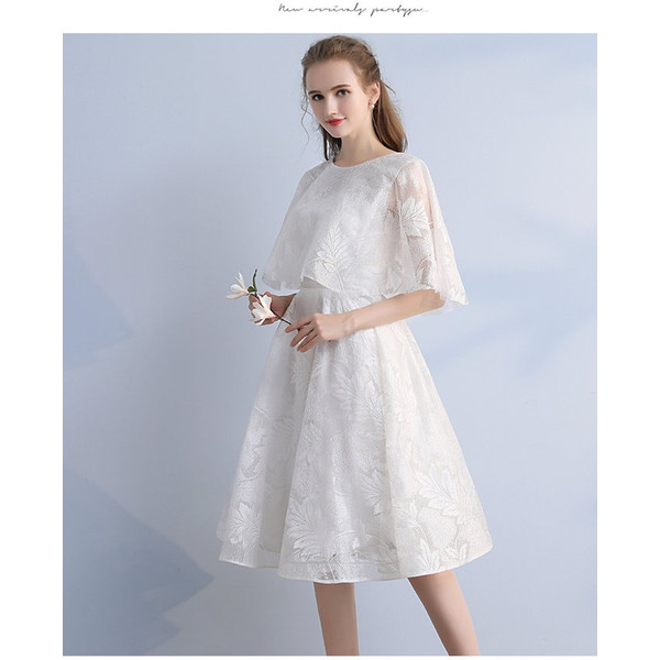 パーティードレス 袖あり 結婚式 ドレス 大人 ドレス ウェディングドレス ドレスパーティドレス お呼ばれドレス 白 ケープ風 可愛いの通販はau Pay マーケット フジモトショップ