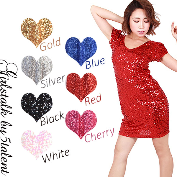 総 スパンコール 半袖 舞台 ミニ ワンピース カラバリ ７色 伸び ストレッチ 動きやすい 両面 Vカットキャバ 衣装 ダンス コスチュームの通販はau Pay マーケット 5talent Online Shop