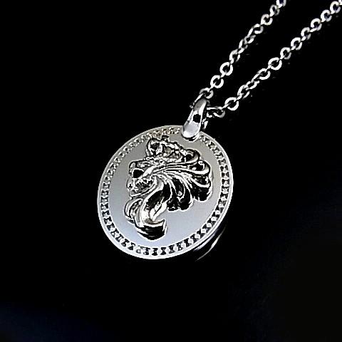 LION HEART/ライオンハート【ステンレスアクセ】メンズ L ライオンモチーフコイントップ ステンレスネックレス　LHMN011H（送料無料）