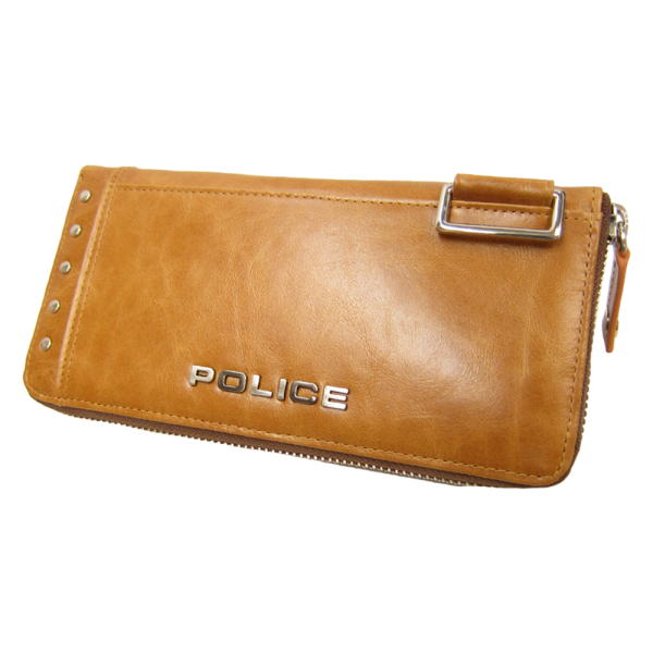 POLICE　ポリス 長財布 牛革 Avoid スタッズ付き　ラウンドファスナー ロングウォレット 財布 PA58602 BR ブラウン【送料無料】 母の日 プレゼント ギフト police長財布 POLICE ポリス 長財布 牛革 Avoid スタッズ付き ラウンド