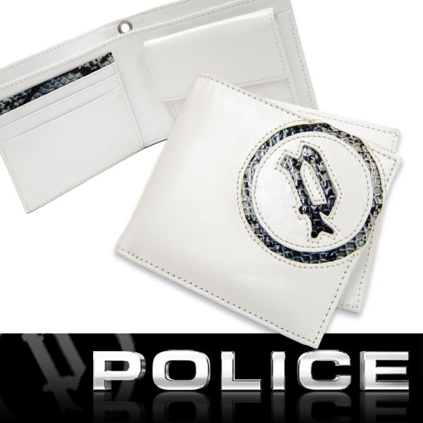 POLICE　ポリス イタリアンレザー　財布　二つ折り財布 メンズ POLICE ポリス 本革レザー 二つ折り財布　PA5502　ホワイト【送料無料】父の日 母の日 プレゼント ギフト