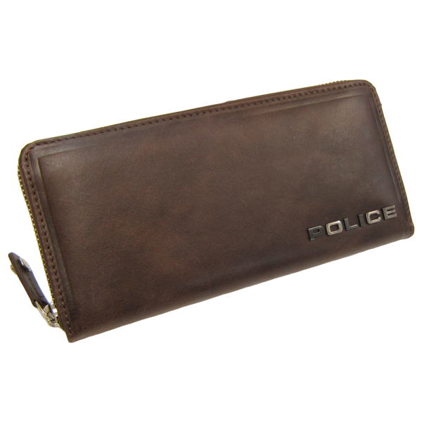 POLICE　ポリス 長財布 牛革 EDGE 本革 レザー財布　ラウンドファスナー　ロングウォレット PA58002 BR ブラウン【送料無料】 母の日 プレゼント ギフト_1