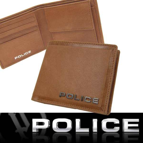 POLICE　ポリス 二つ折り財布 牛革 EDGE 本革 ２つ折り　折りたたみ　レザー財布　PA58000 CA キャメル【送料無料】 母の日 プレゼント ギフトの通販は