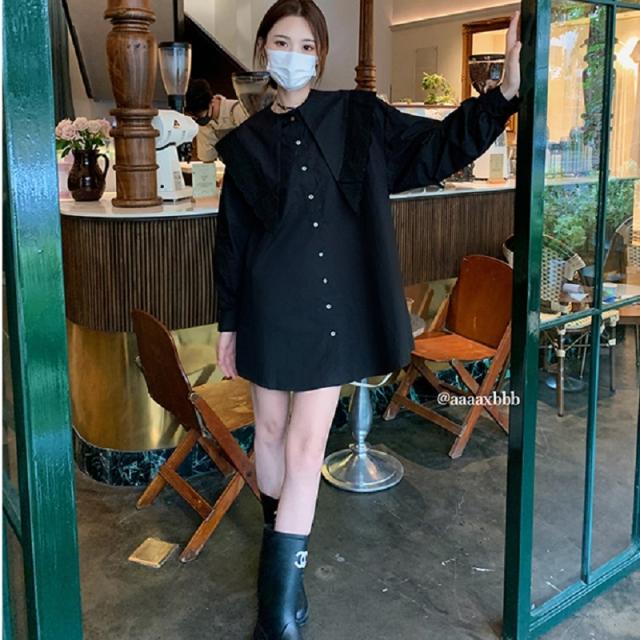 トップス シャツ 送料無料 個性的 ロング 袖あり 長袖 襟付き ボタン