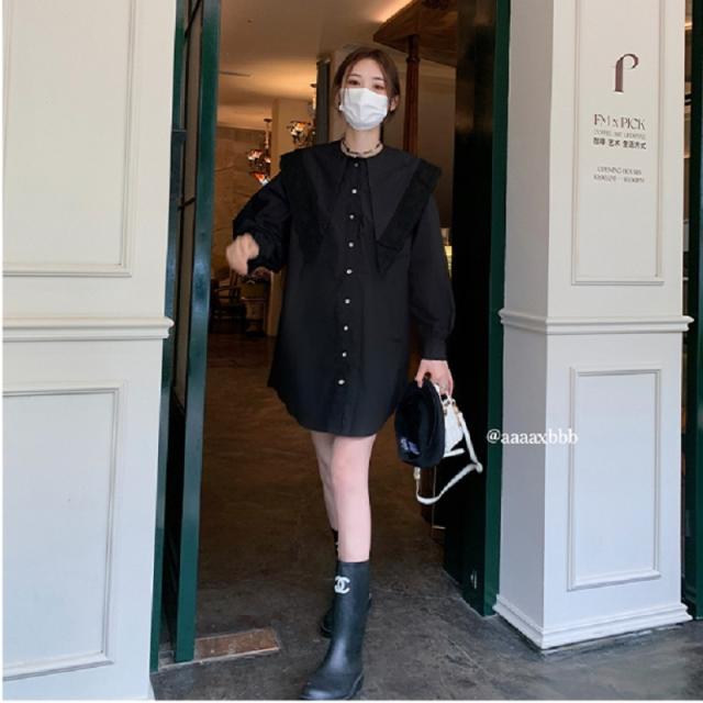 トップス シャツ 送料無料 個性的 ロング 袖あり 長袖 襟付き ボタン