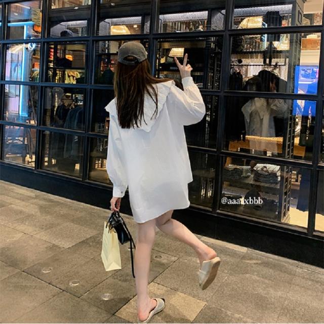 トップス シャツ 送料無料 個性的 ロング 袖あり 長袖 襟付き ボタン