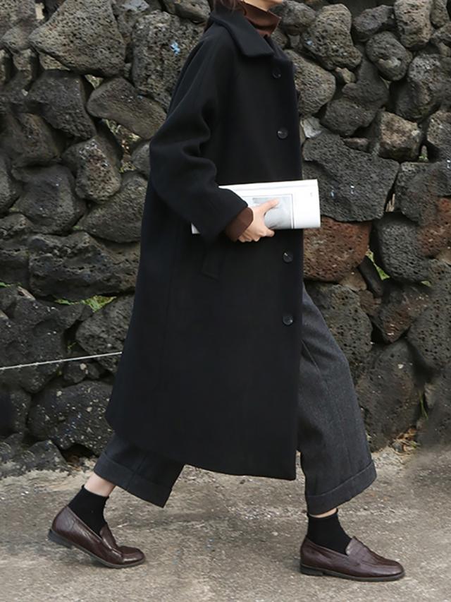 アウター ロング 送料無料 個性 コート 上着 長袖 前開き ボタン 襟