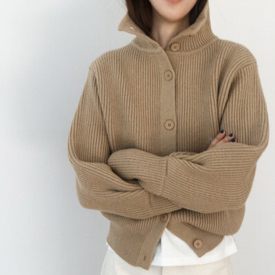 トップス リブニット 送料無料 個性 長袖 襟付き 羽織 前開き ボタン 暖かい かわいい カジュアル シンプル おしゃれ 大人可愛い 上品 エレガント レトロ 存在感 秋 冬 レディース こなれ感 ママ 学生 OL 通勤 通学 お出かけ デート