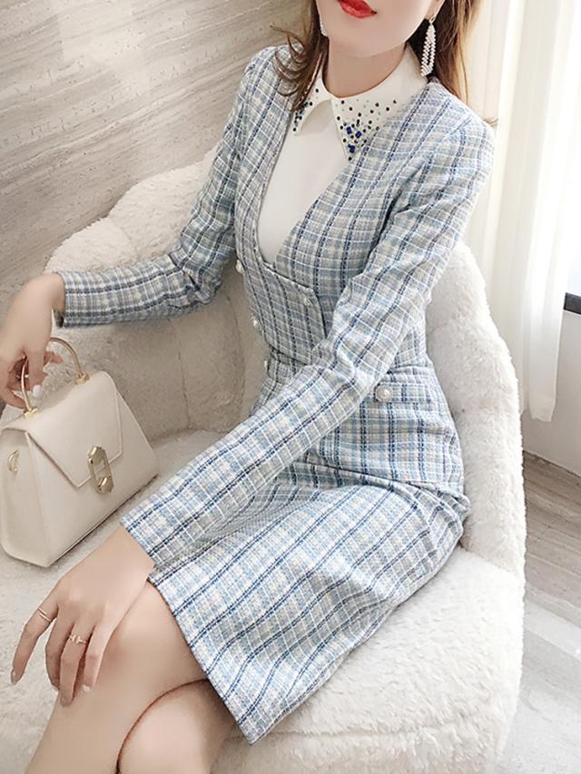 セットアップ ジャケット ワンピース 送料無料 個性的 膝丈 袖あり