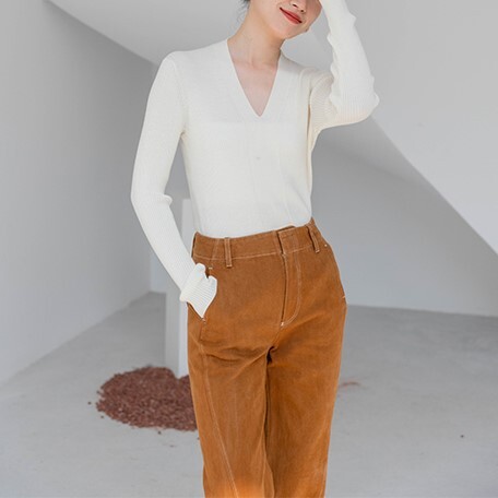 トップス カットソー 送料無料 個性 長袖 Vネック リブニット プルオーバー タイト 細身 かわいい 大人可愛い きれいめ 上品 シンプル カジュアル おしゃれ 主役級 存在感 こなれ感 とろみ感 ガーリー 冬 レトロ レディース ママ OL 学生