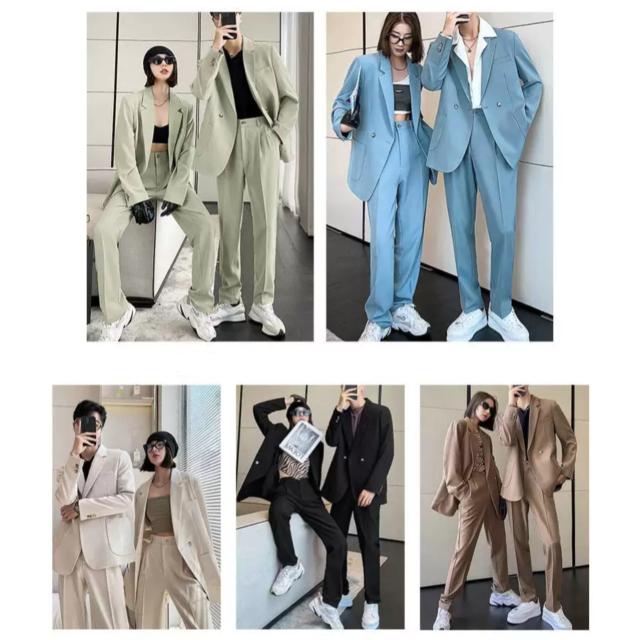 セットアップ トップス ボトムス パンツ デート ジャケット スーツ ストレートパンツ カラーパンツ テーパードパンツ 袖あり 長袖 スリム バックスリット ポケット 前開き ポリエステル 上下セット 2点セット ツーピース お得 きれいめ シンプル 大人 上品 おしゃれ お洒落