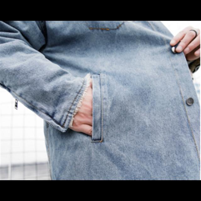 個性的 ミドル丈 メンズ ブルーデニムジャケット コート アウター