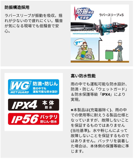 マキタ(makita) 充電式ヘッジトリマ 両刃式 刈込幅400mm/切断径18mm MUH001GZ 40V【本体のみ】WET GUARD:防塵防滴