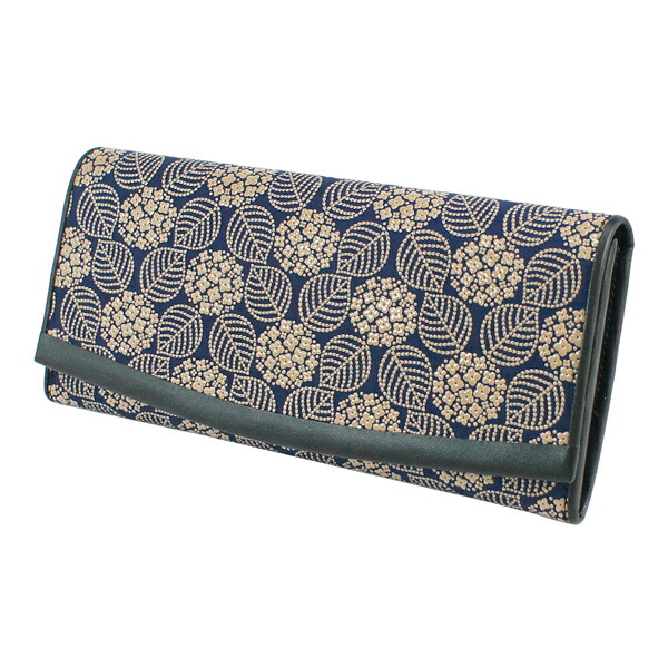 印伝 甲州印伝 印傳屋 上原勇七 財布 長財布 束入れ 2311 あじさい 紫陽花 紺地×白漆 鹿革 本革 レザー 花柄 ブランド YM01の通販は