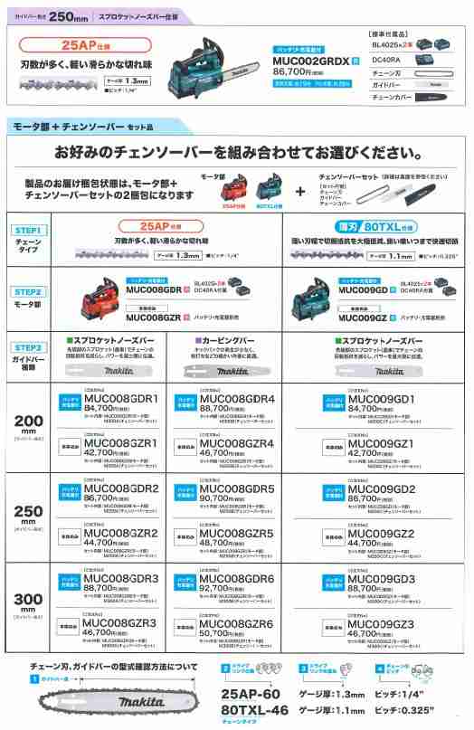 マキタ(makita) MUC008GZR2 充電式チェーンソー 【25AP仕様