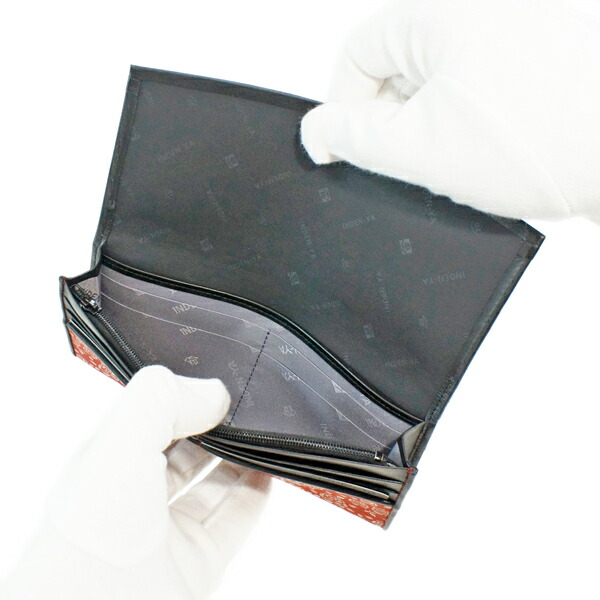 印伝 甲州印伝 印傳屋 上原勇七 財布 長財布 束入れ 2311 ローズ小