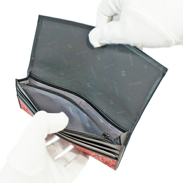 印伝 甲州印伝 印傳屋 上原勇七 財布 長財布 束入れ 2311 ローズ小