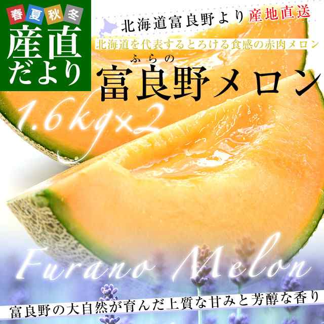 北海道より産地直送 富良野メロン 赤肉 大玉2玉入り化粧箱 1 6キロ 2玉 ふらのめろん レッド 送料無料 産直だよりの通販はau Pay マーケット 産直だより