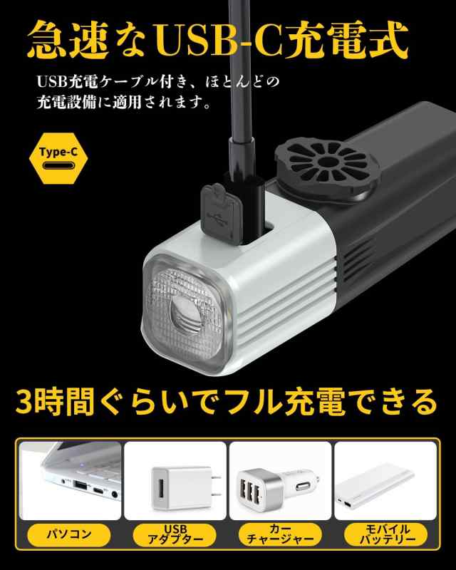 自転車 ライト 吊り下げ可能 ロードバイクライト 大容量3500MAH 1000ルーメン 軽量 サイクルライト 下付け「自動点灯&リモコン制御可能」