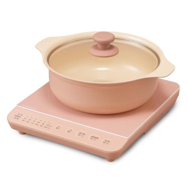 アイリスオーヤマ(IRIS OHYAMA) IHコンロ 1口 IHクッキングヒーター 1400W 卓上 デザイン IHK-T37-B ブラック[ピンク/鍋セット]の通販は