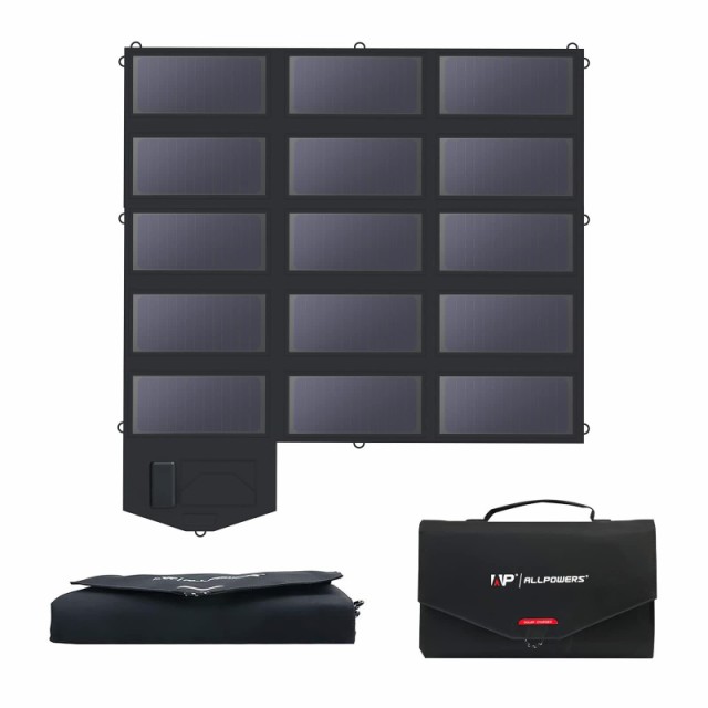 【アップグレード品】 ALLPOWERS SP100 ソーラーパネル 100W 折りたたみ 24%単結晶ソーラーチャージャー コントローラー付き 18V DC 5VUSB-A USB-C60W急速給電 コンパクト軽量 IP67防水防塵 太陽光パネル スマホ ノートパソコン ラップトップ 12V車のバッテの通販は