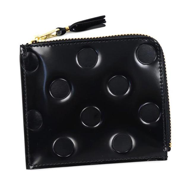 コムデギャルソン COMME des GARCONS 財布 小銭入れ ケース ラウンドファスナー レザー 革 ブラック 黒 ドット ギフト 新品 正規