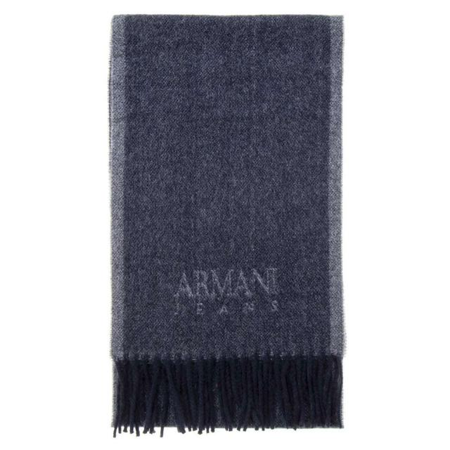 アルマーニジーンズ ARMANI JEANS マフラー 934098 CD713 17535 メンズ ウール混紡 ストール スカーフ ブラック＋グレー アルマーニ マフラー メンズ ブランド クリスマス プレゼント マフラー ブランド クリスマス ギフト マフラー メンズ