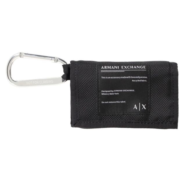 アルマーニエクスチェンジ ARMANI EXCHANGE 財布 958423 2R835 00020 カラビナ付き 三つ折り財布 ブラックミニ財布 カラビナ 折り財布 プ