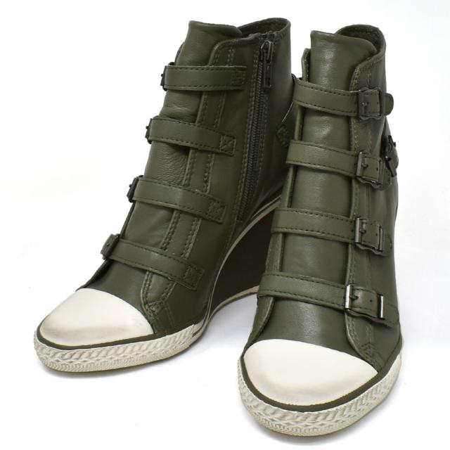 アッシュ ASH スニーカー ブーツ FW14 V 87464 003 THELMA テルマ 靴 ベルト ハイ ウェッジ ヒールスニーカー レディース ミリタリー新品