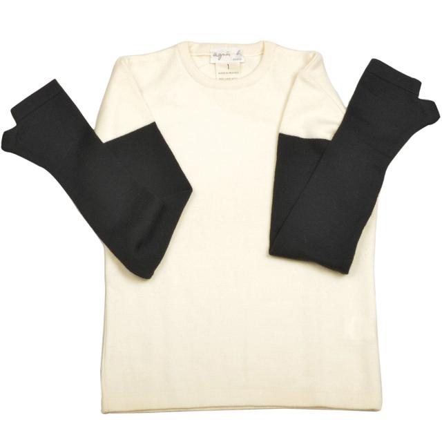 【※アウトレット※】アニエスベー agnes b. PARIS ウール サムホール プルオーバー 長袖 丸襟 クルーネック 1308-7505 025 1 Sサイズ ブ