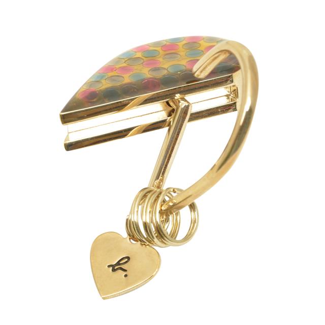 アニエスベー agnes b. ハート キーリング ゴールド パープル+ブルー+